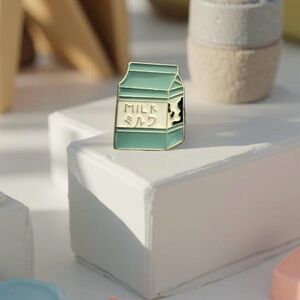 NEW!! ✮ Mint Blue Enameled Kawaii Milk Carton Enamel Pin